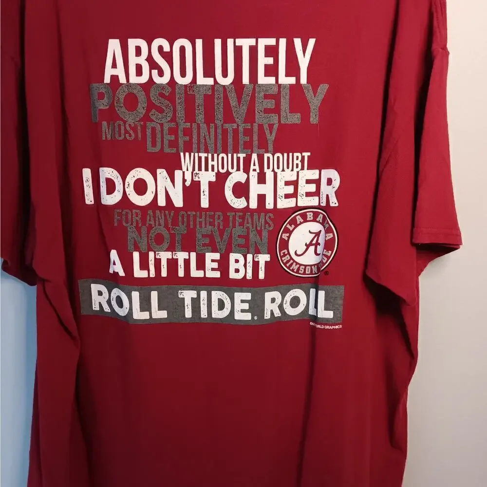 EUC Alabama Roll Tide Short-Sleeve Crimson T-Shirt Size XL